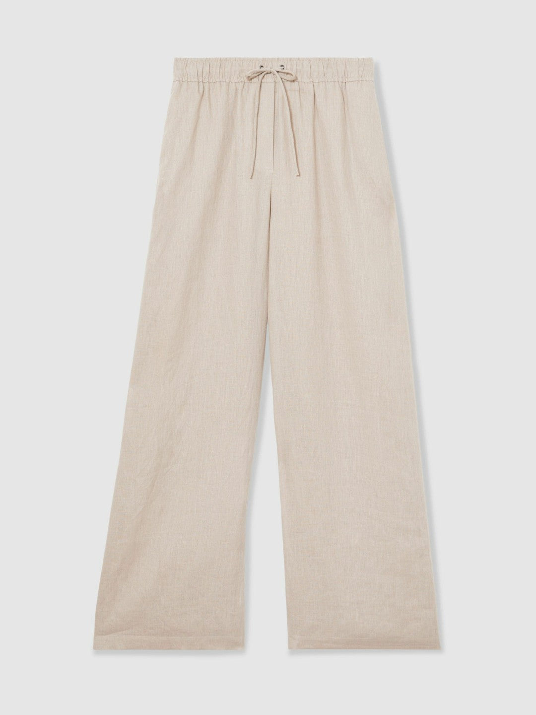 Women Linen-Blend Wide-Leg Trousers in Neutral