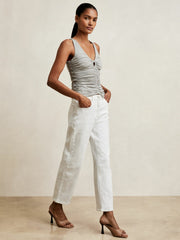 Women Stretch Lyocell Jersey Ruched Vest in Silver Grey