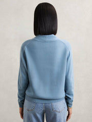 Women Cashmere V-Neck Jumper in Blue