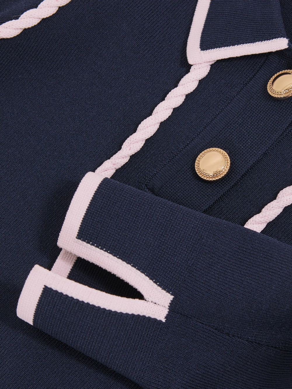 Children & Baby 13-14 yrs Piped Knitted Collar Top in Navy