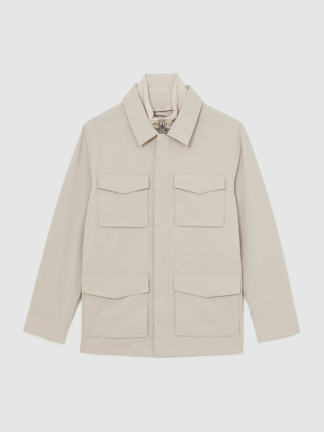 Men Removable-Gilet Safari Jacket in Stone