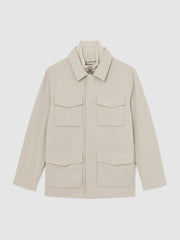 Men Removable-Gilet Safari Jacket in Stone