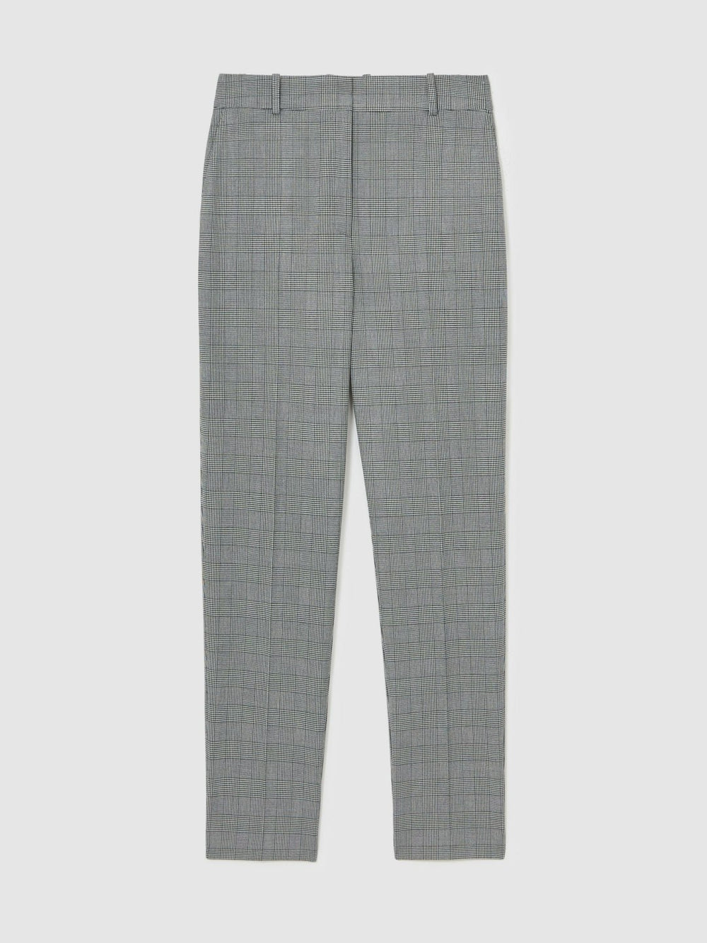 Women Check Slim-Fit Suit Trousers in Grey