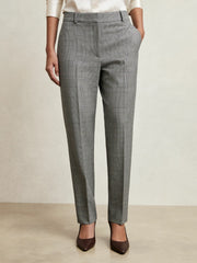 Women Check Slim-Fit Suit Trousers in Grey