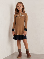 Children & Baby 13-14 yrs Scallop-Trim Rib-Knit Dress in Camel