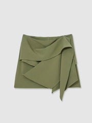 Women Sculptural Mini Skirt in Green