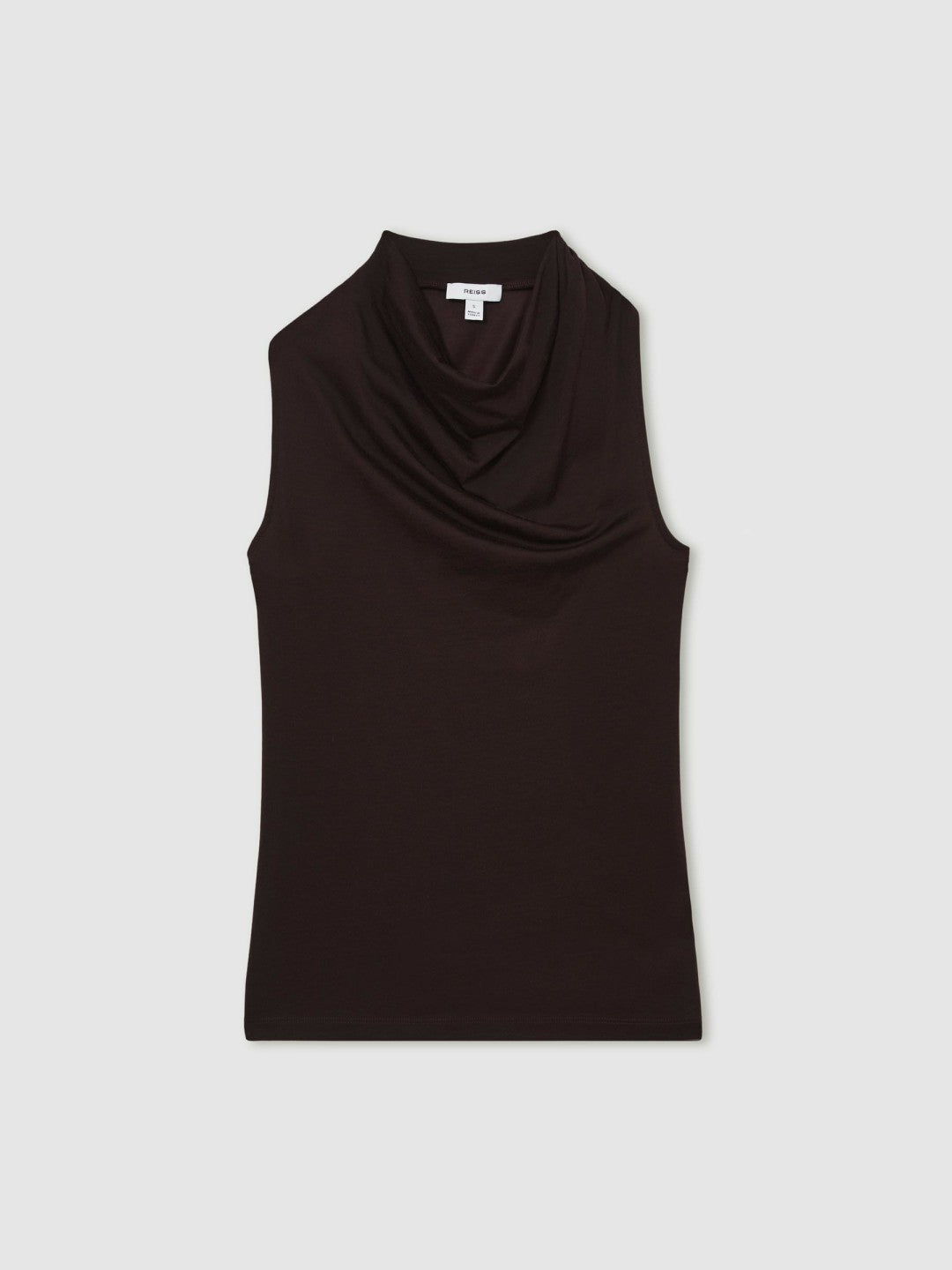 Women Cotton-Blend Cowl-Neck Sleeveless Top in Plum Purple