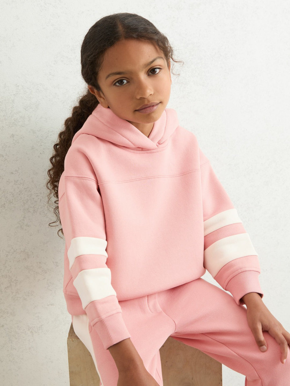 Children & Baby Cotton-Blend Joggers and Hoodie Set in Rose