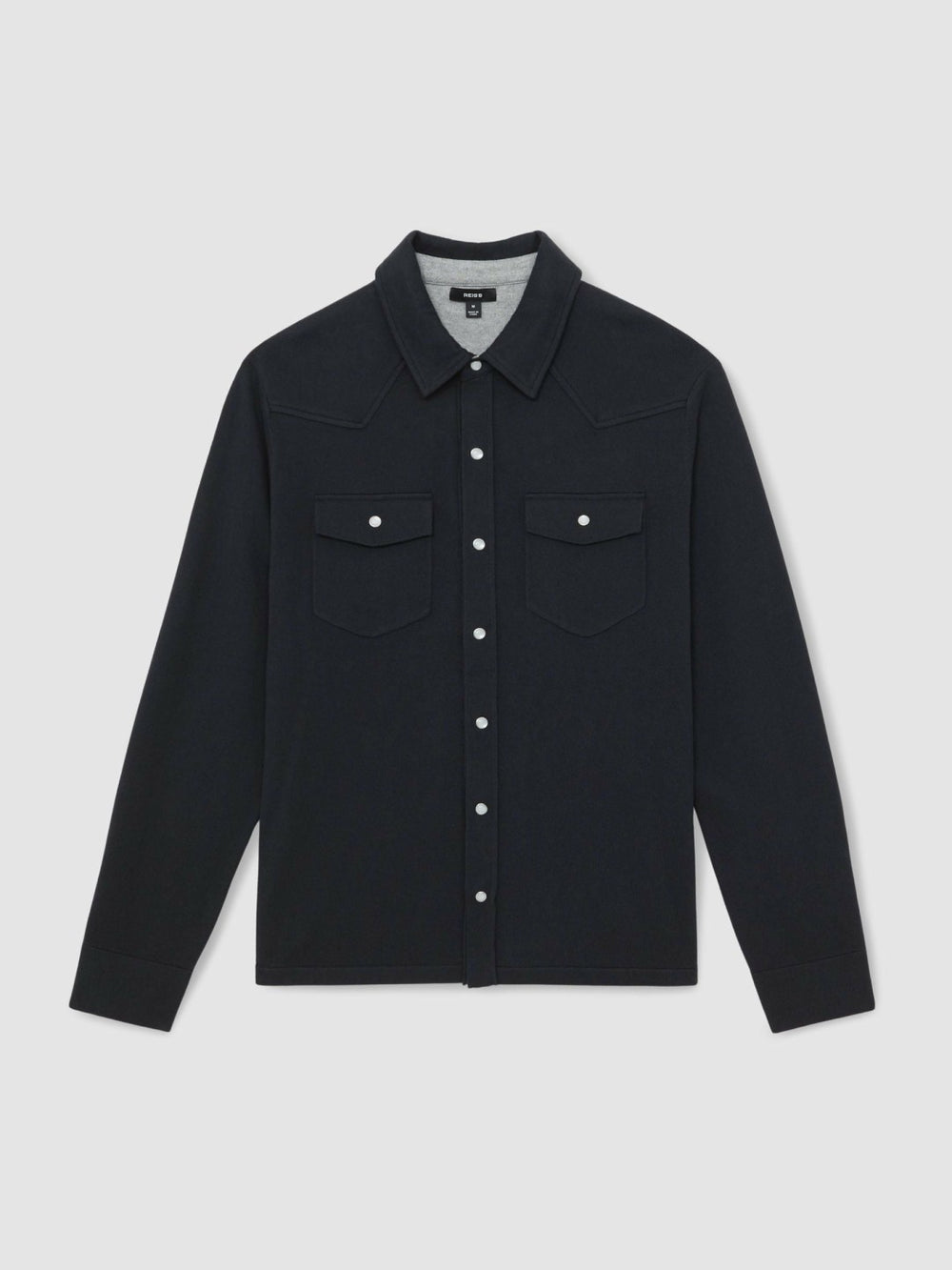 Men Cotton-Cashmere Western Knitted Shirt in Navy