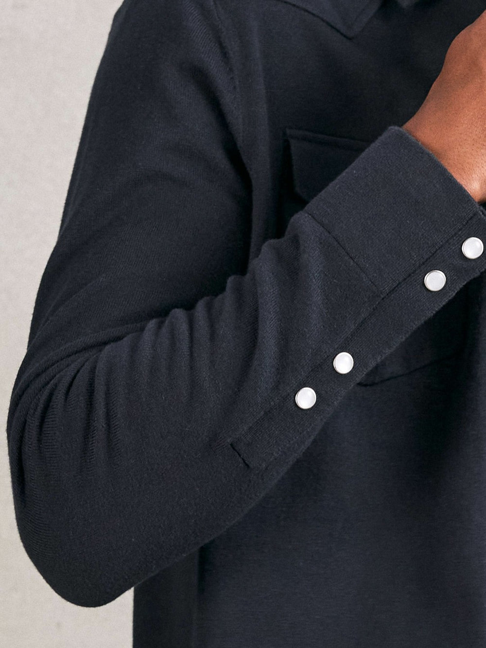 Men Cotton-Cashmere Western Knitted Shirt in Navy
