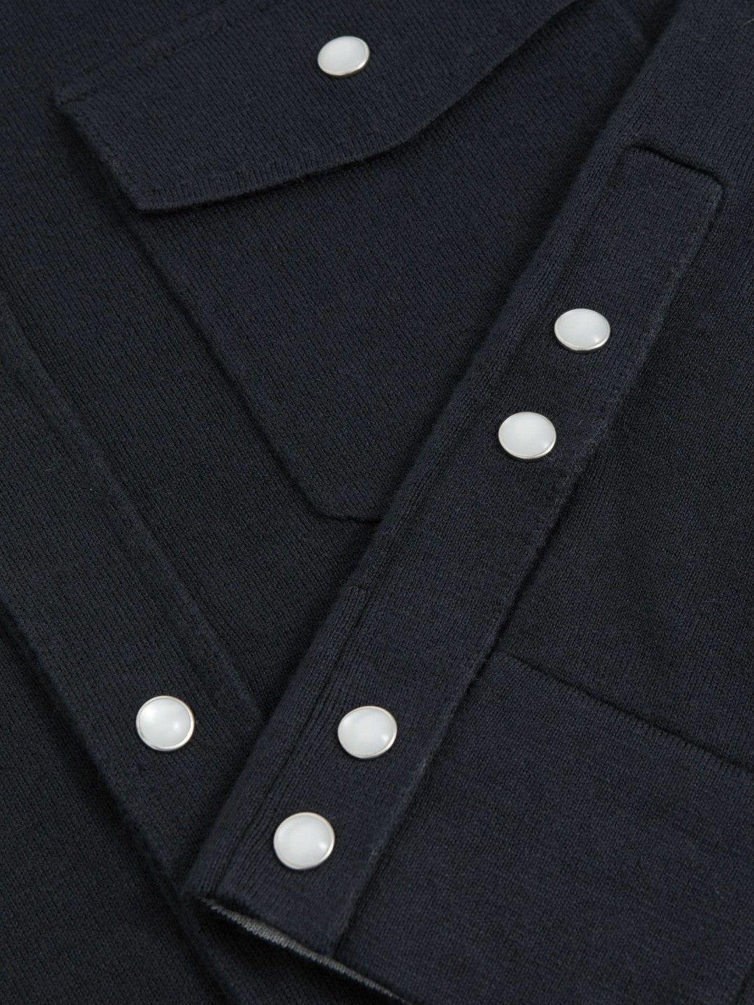 Men Cotton-Cashmere Western Knitted Shirt in Navy