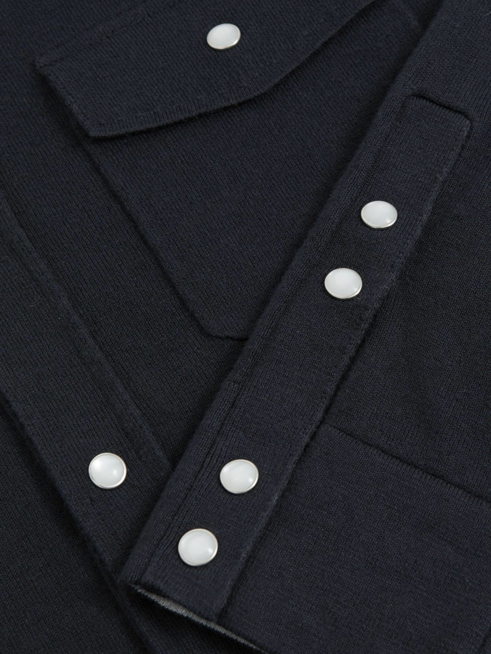 Men Cotton-Cashmere Western Knitted Shirt in Navy