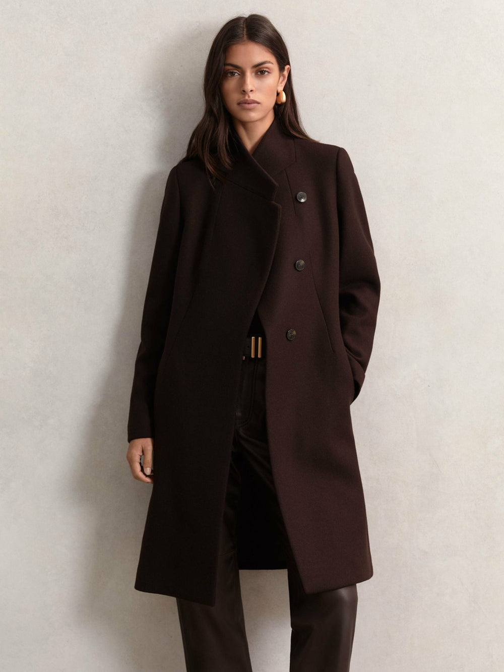 Women Coat in Chocolate Brown