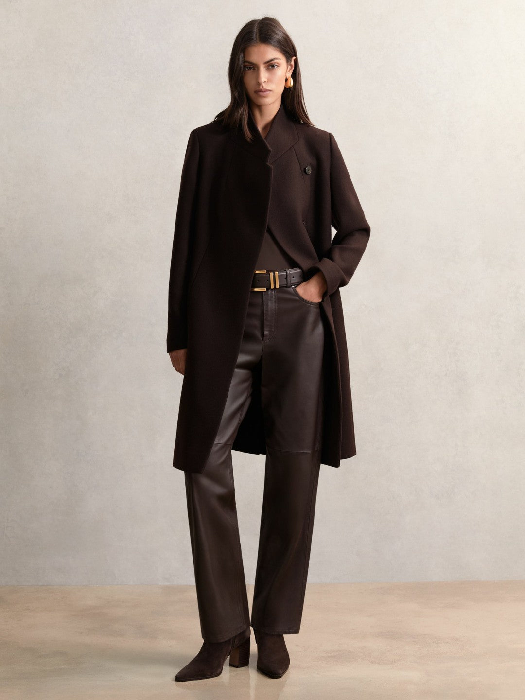 Women Coat in Chocolate Brown