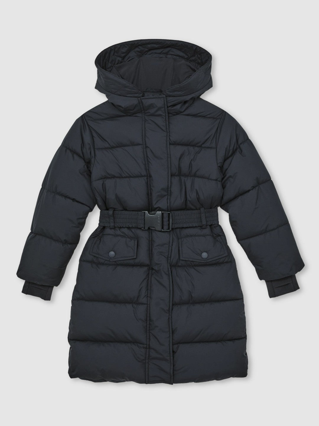 Children & Baby Longline Hooded Puffer Coat in Navy