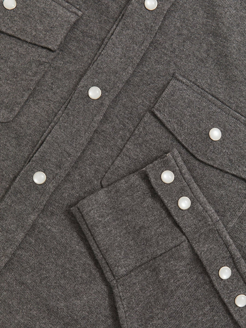 Men Cotton-Cashmere Western Knitted Shirt in Charcoal Grey