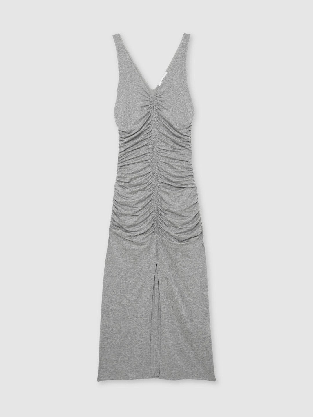 Women Stretch-Modal Ruched Jersey Dress in Grey