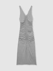 Women Stretch-Modal Ruched Jersey Dress in Grey