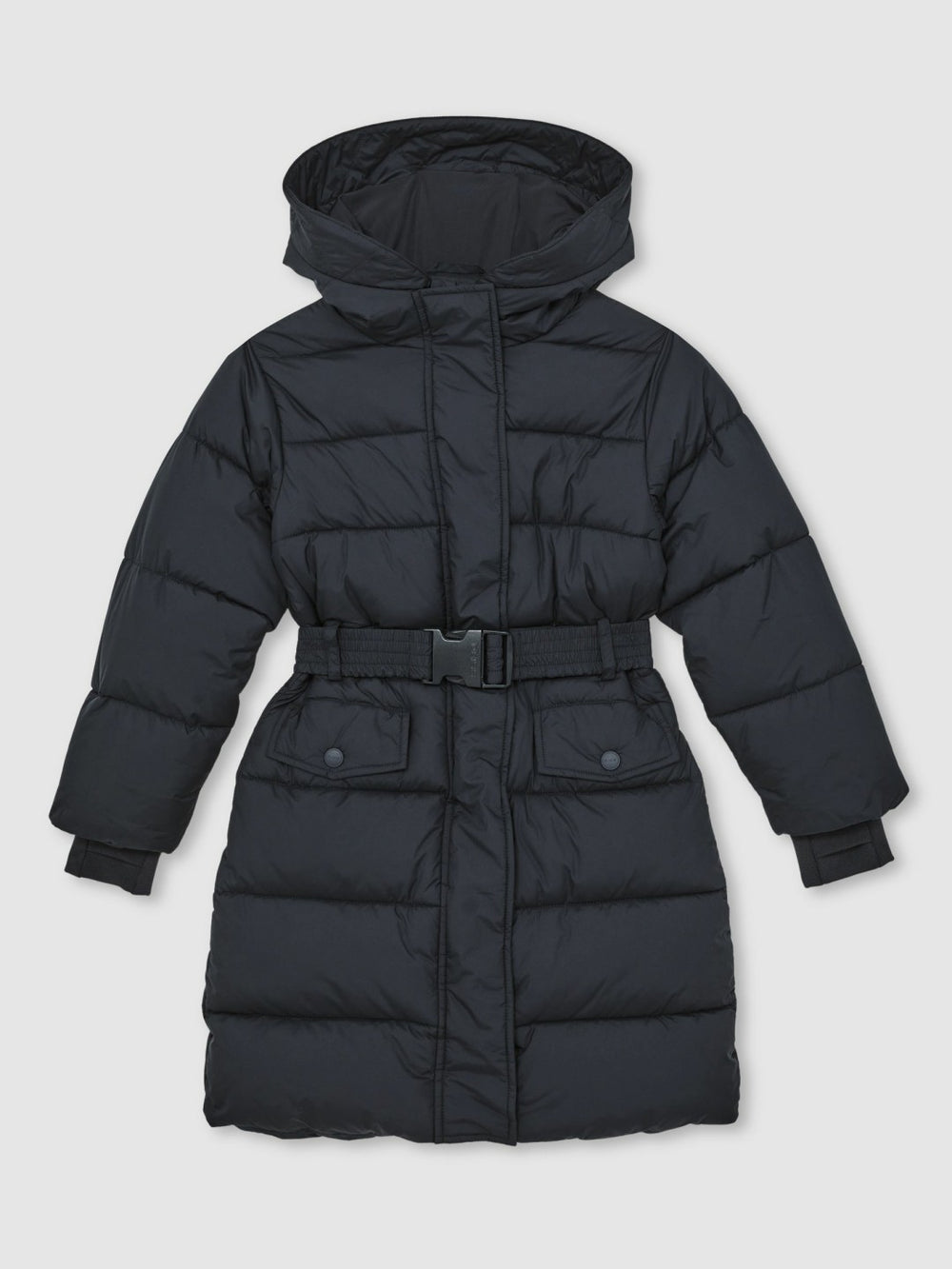 Children & Baby Longline Hooded Puffer Coat in Navy