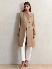 Women Petite Coat in Camel