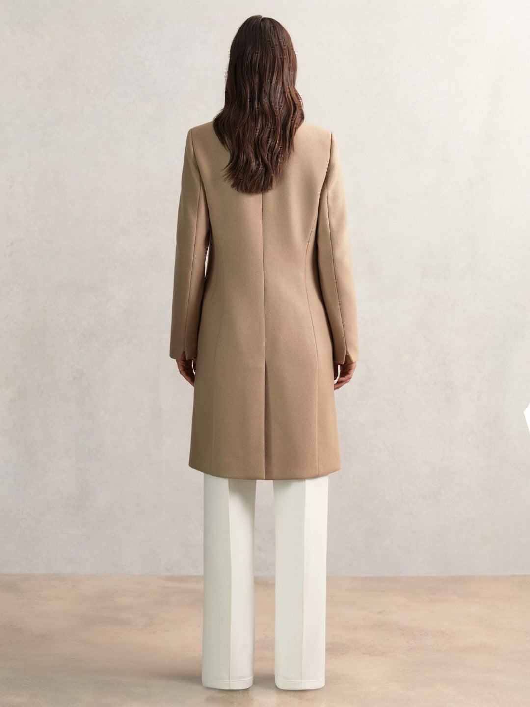 Women Petite Coat in Camel