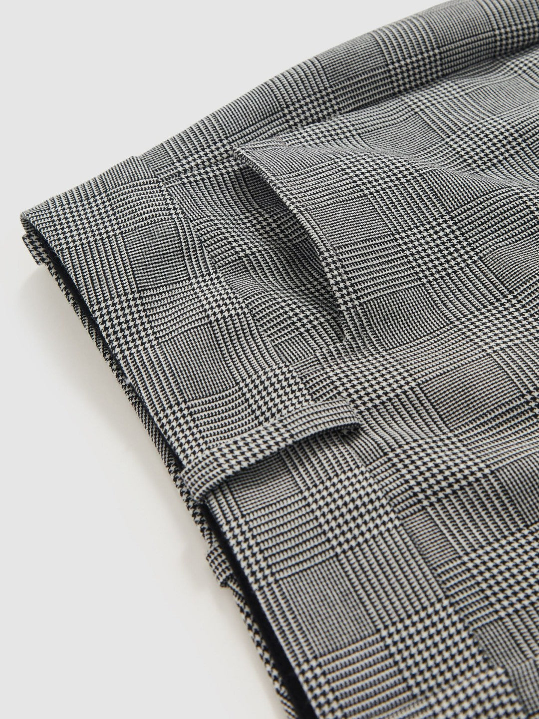 Women Petite Check Flared Suit Trousers in Grey