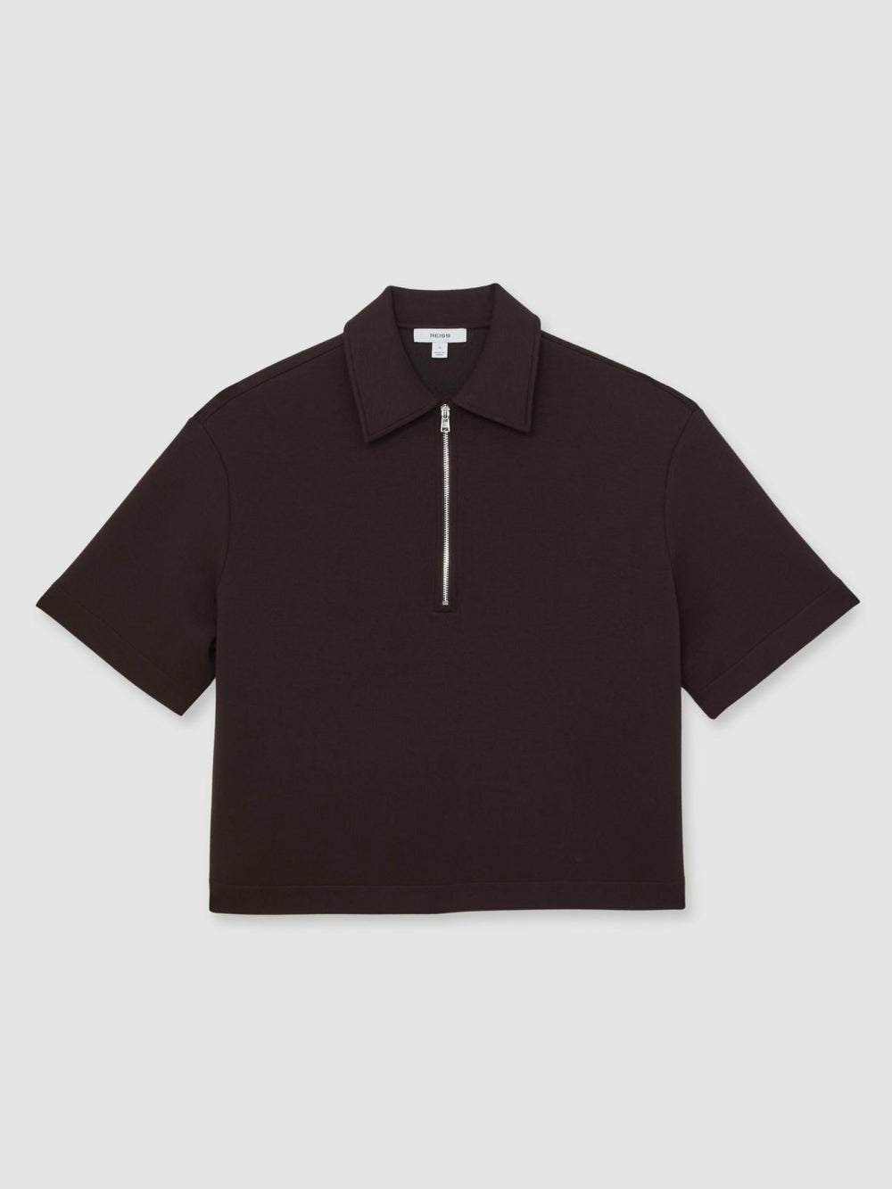 Women Short-Sleeve Half-Zip Sweatshirt in Plum Purple