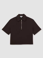 Women Short-Sleeve Half-Zip Sweatshirt in Plum Purple