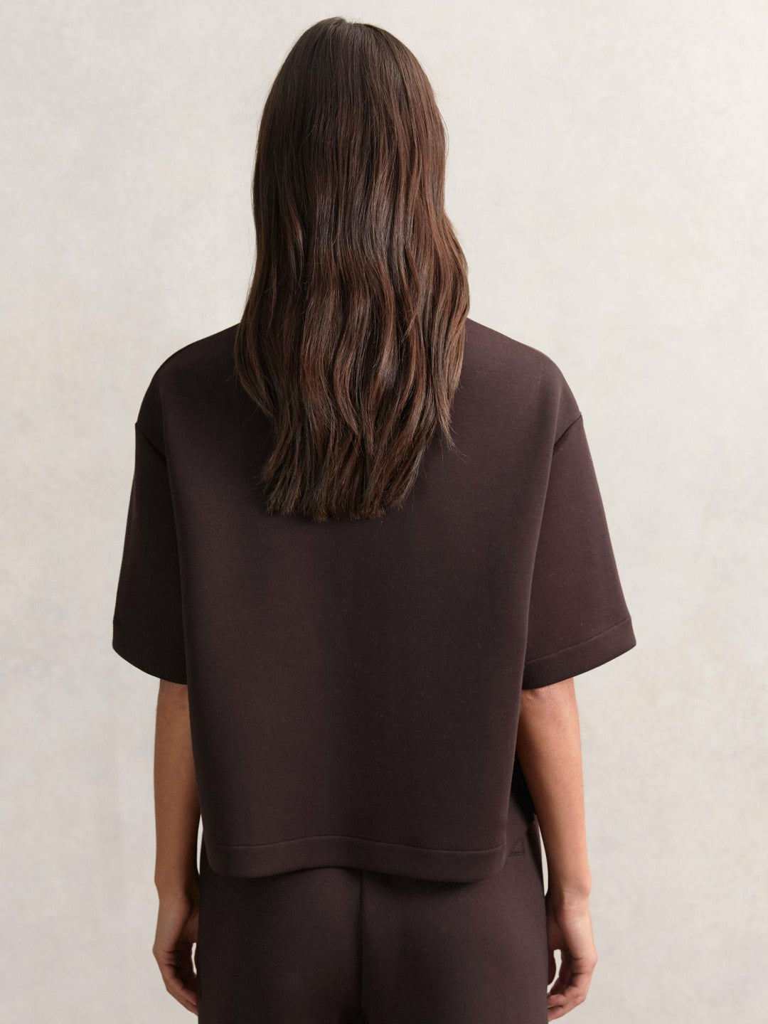 Women Short-Sleeve Half-Zip Sweatshirt in Plum Purple
