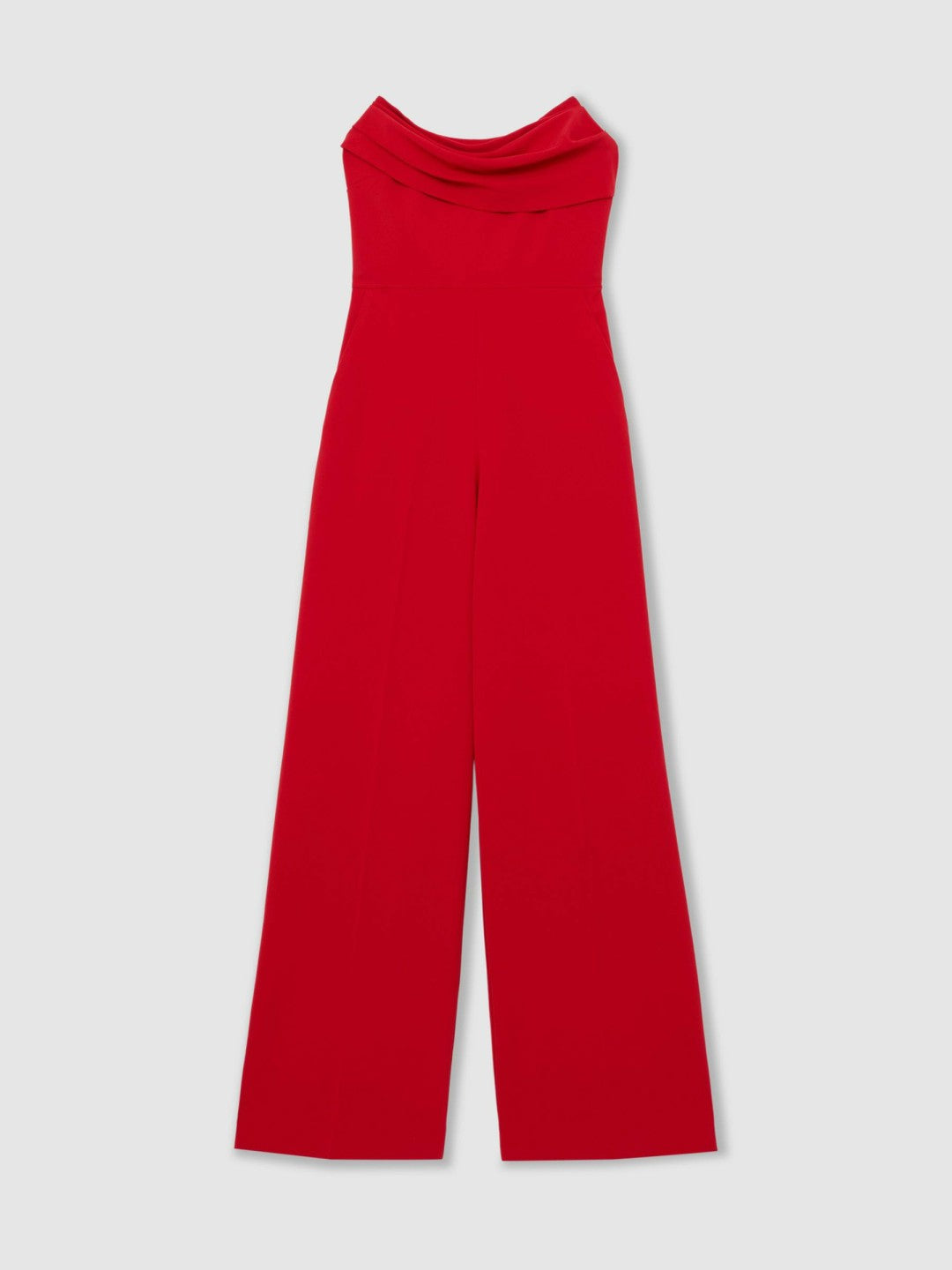 Women Structured Strapless Wide-Leg Jumpsuit in Red
