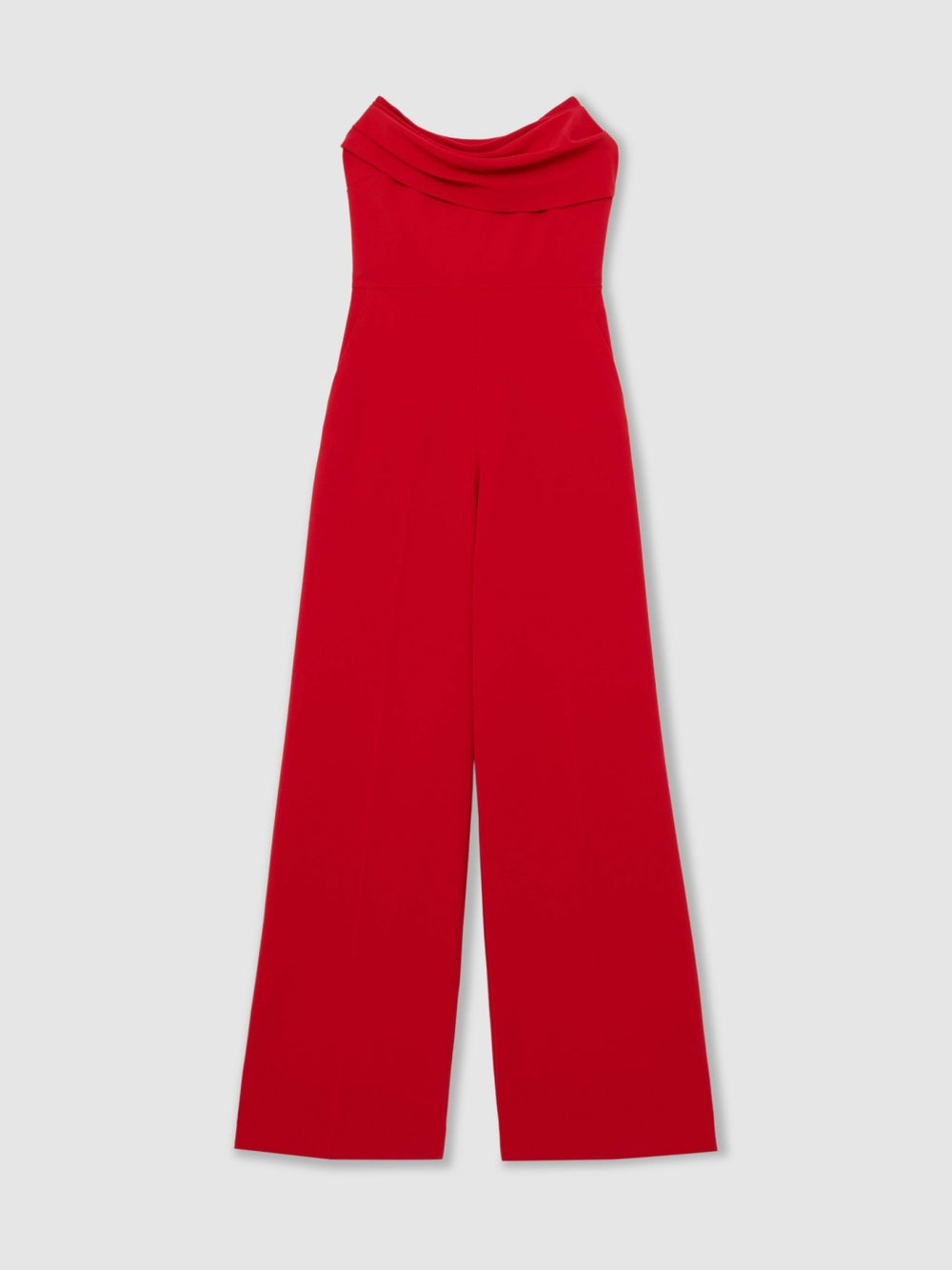 Women Structured Strapless Wide-Leg Jumpsuit in Red