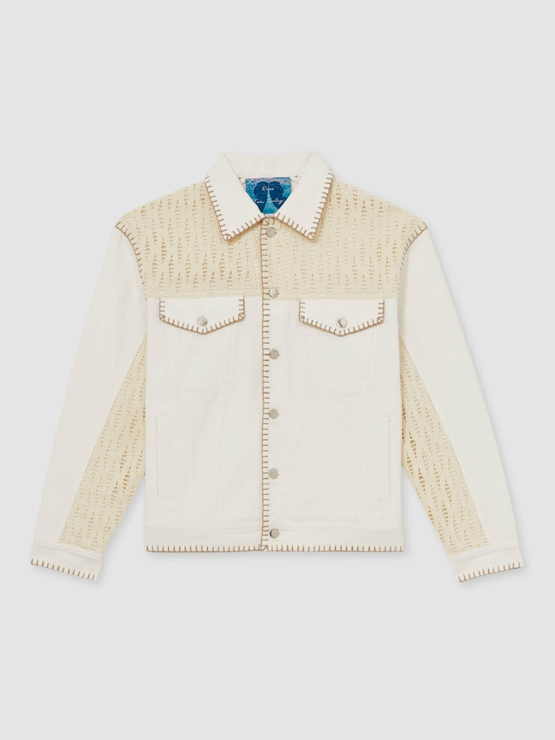 Men | Tom Daley Crochet Denim Jacket in Off White