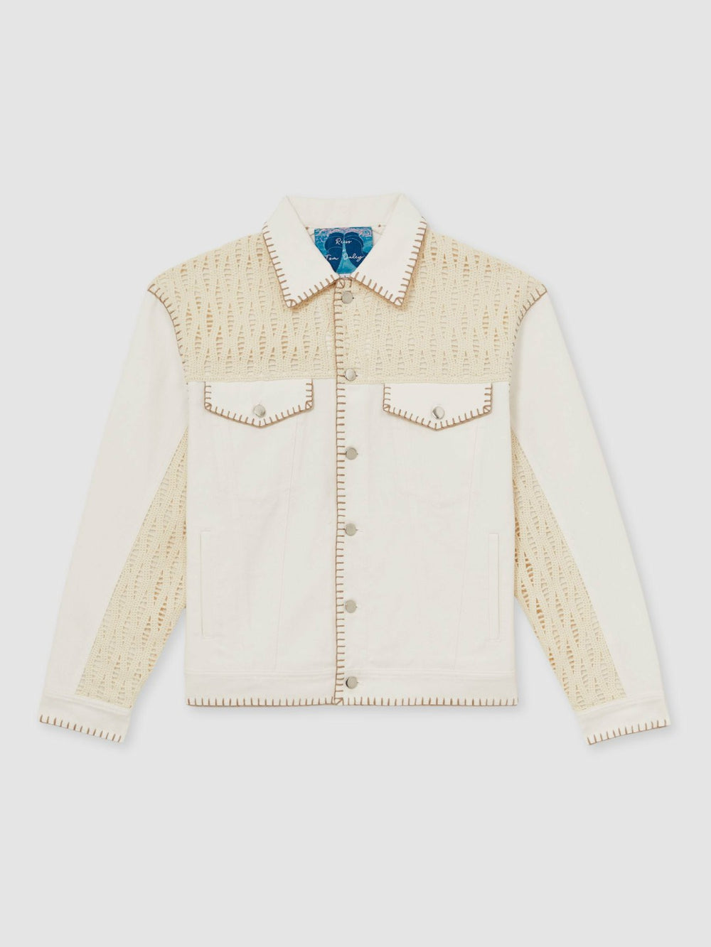 Men | Tom Daley Crochet Denim Jacket in Off White
