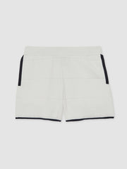 Children & Baby Tipped Knit Stitch-Detail Shorts in White/Navy