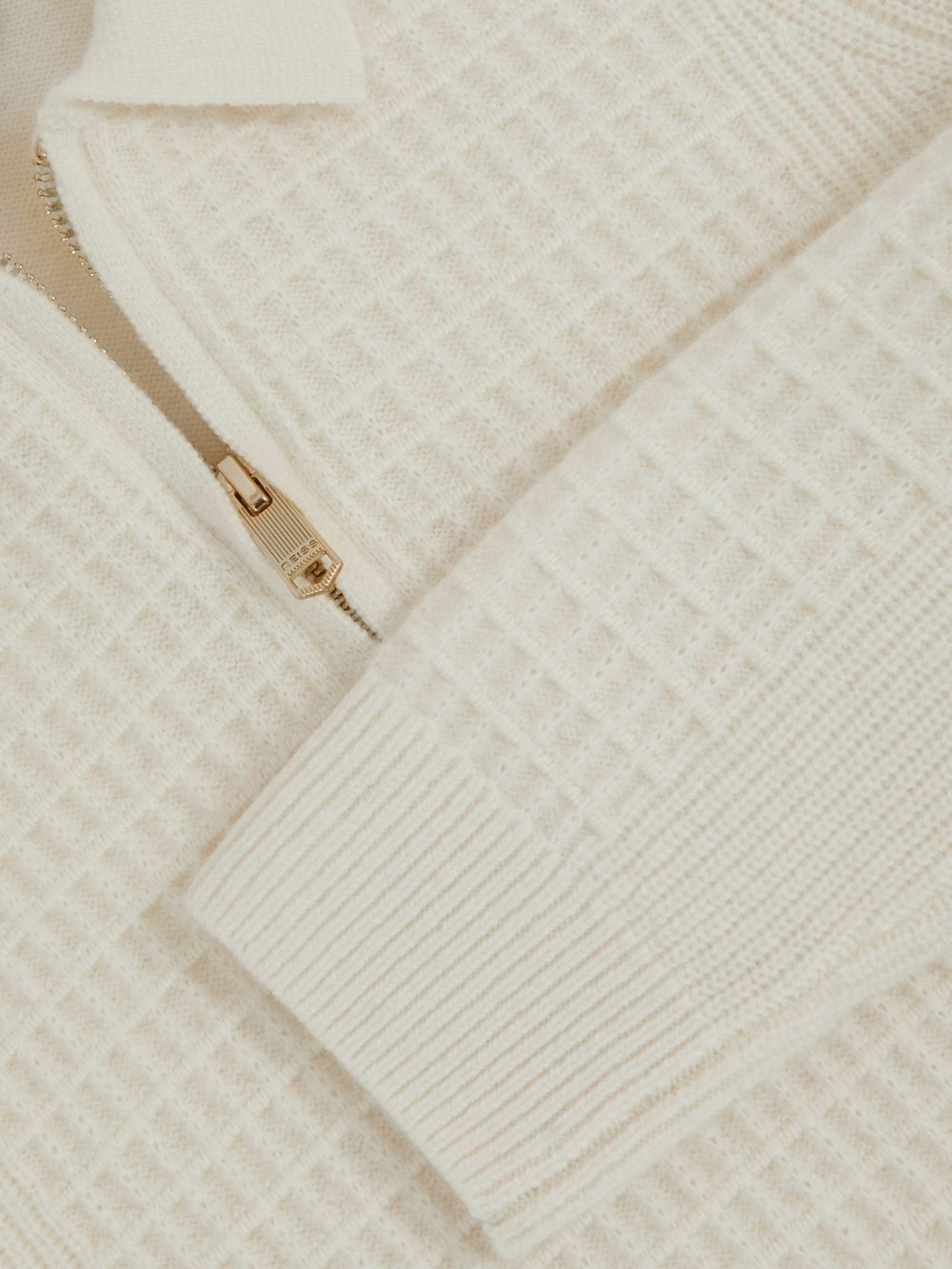 Children & Baby 9-13 yrs Wool Waffle-Knit Half-Zip Polo Shirt in Off White