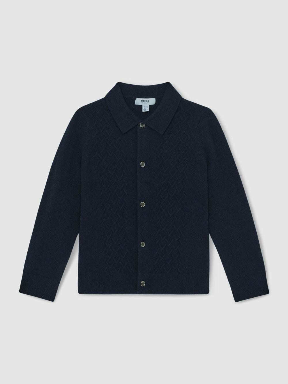 Children & Baby 3-9 yrs Wool V-Stitch Button-Through Cardigan in Navy Blue