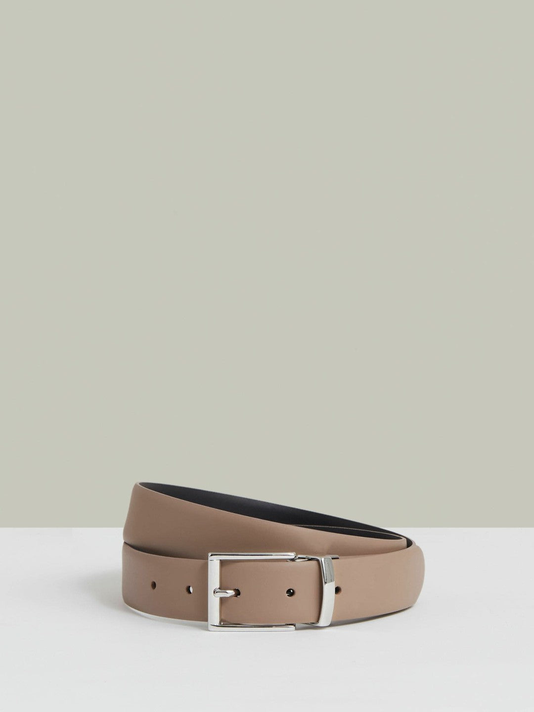 Men Reversible Leather Belt in Dark Stone/Navy