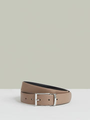 Men Reversible Leather Belt in Dark Stone/Navy
