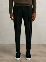 Men Interlock Drawstring Joggers in Black