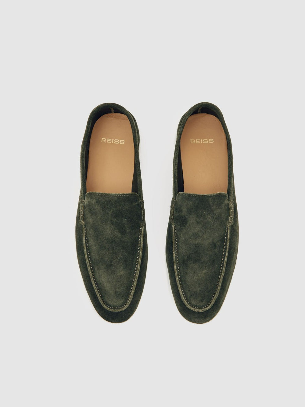 Men Suede Slip-On Loafers in Forest Green