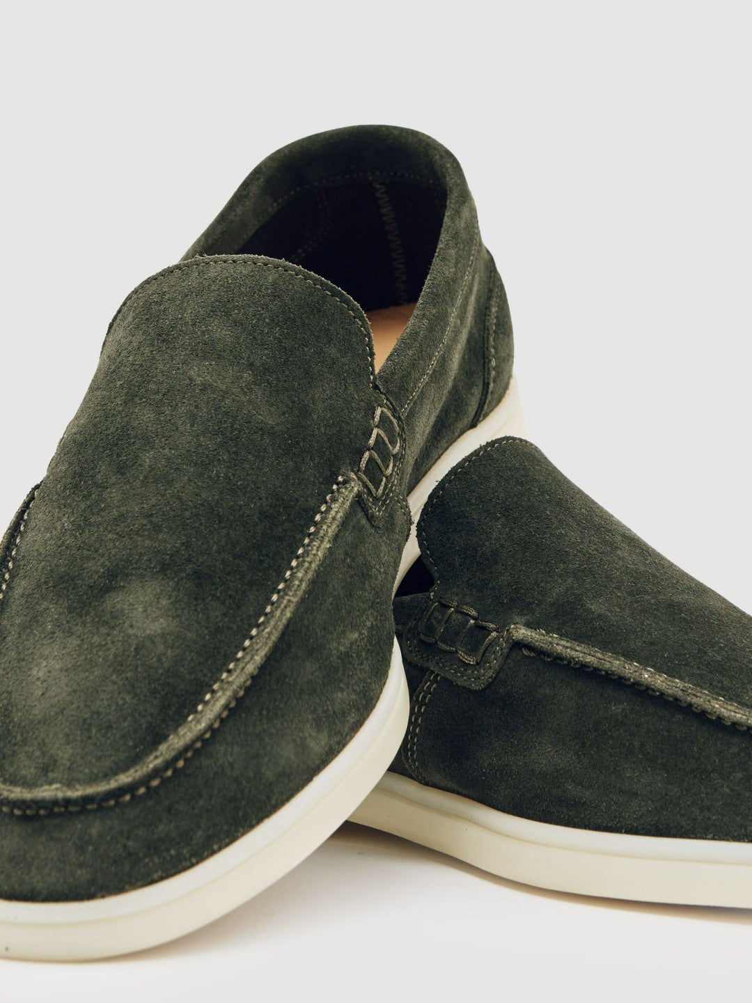 Men Suede Slip-On Loafers in Forest Green