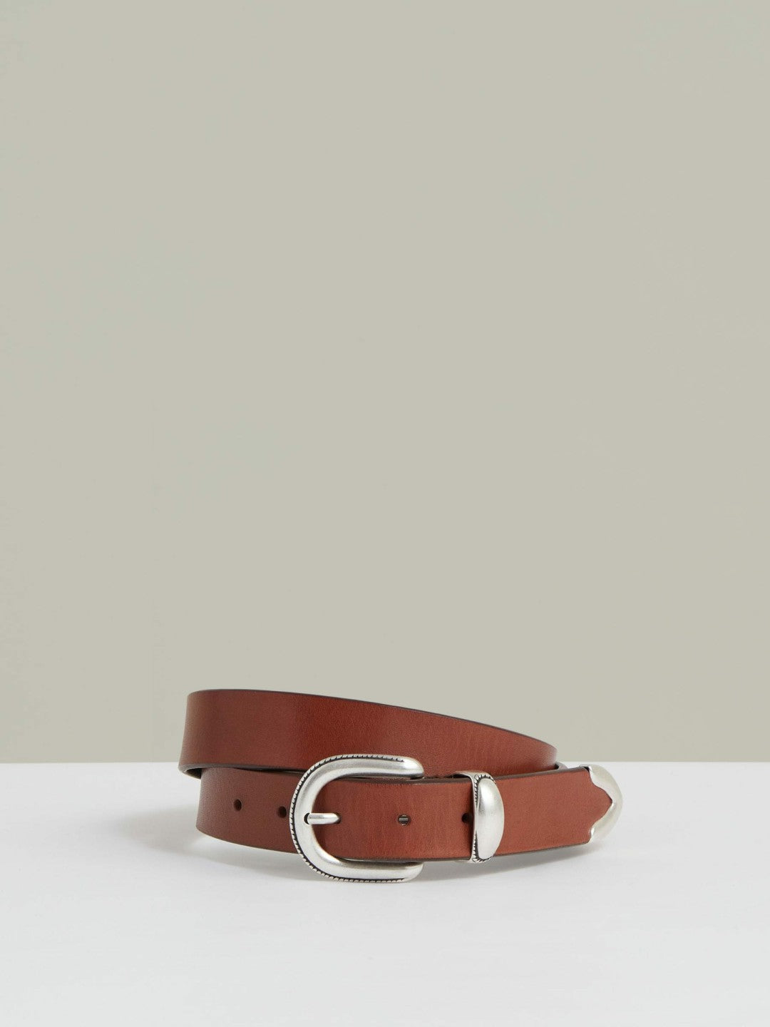 Men Leather Western Belt in Tan Brown