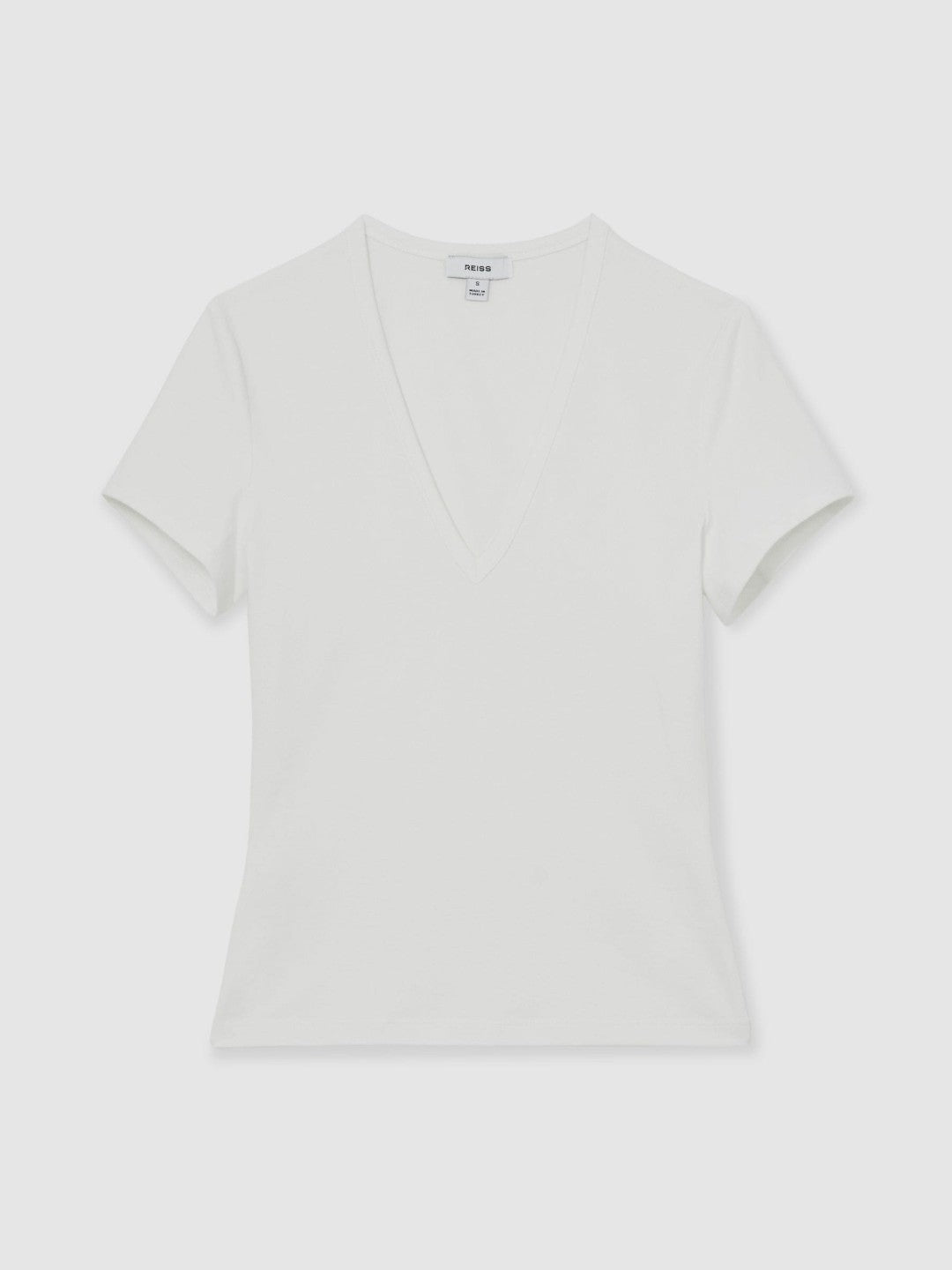 Women Stretch Cotton V-Neck T-Shirt in White