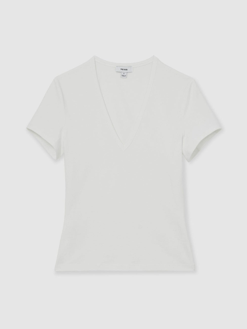 Women Stretch Cotton V-Neck T-Shirt in White