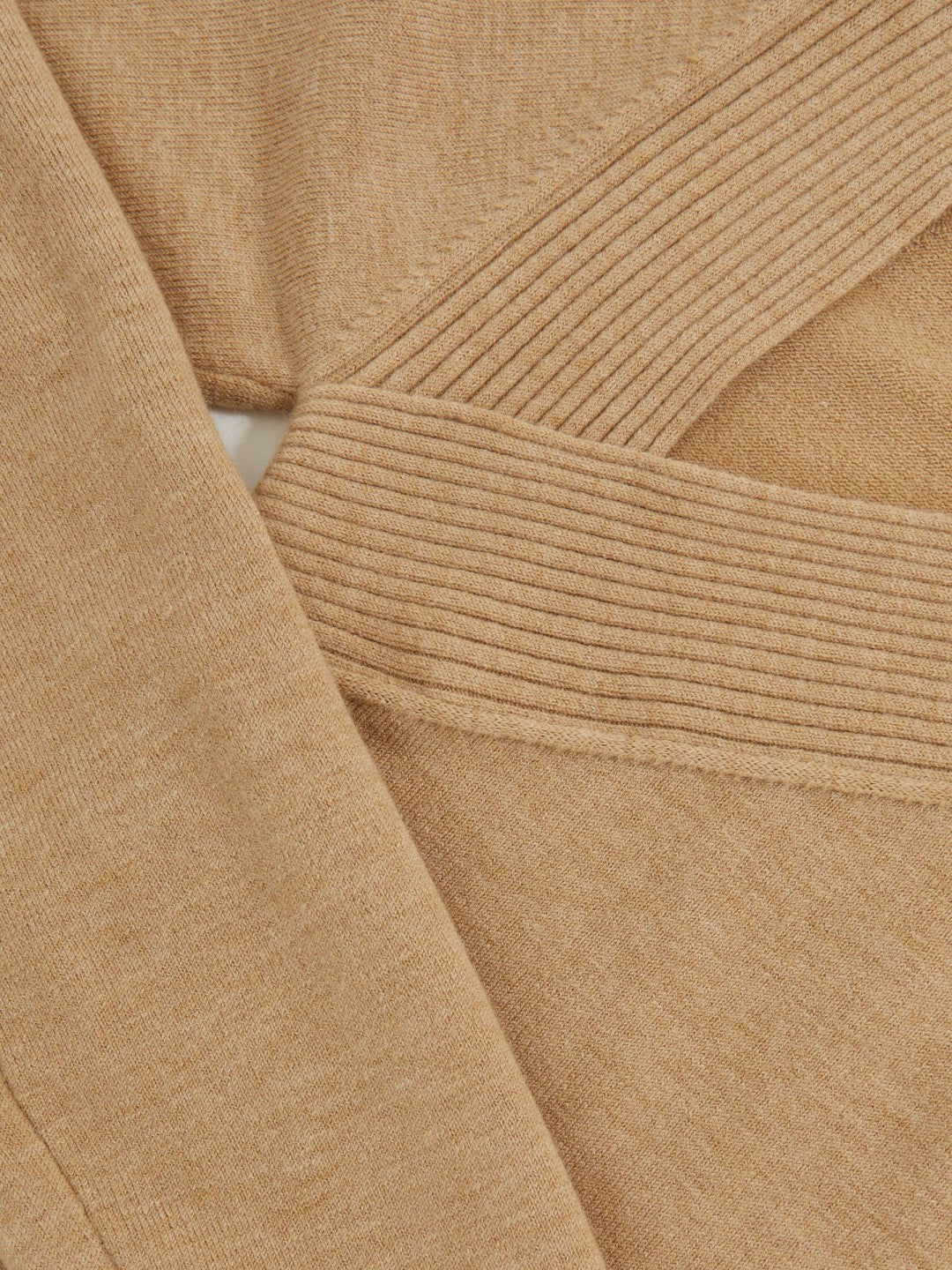 Women Wool-Blend Asymmetric Knit Top in Camel