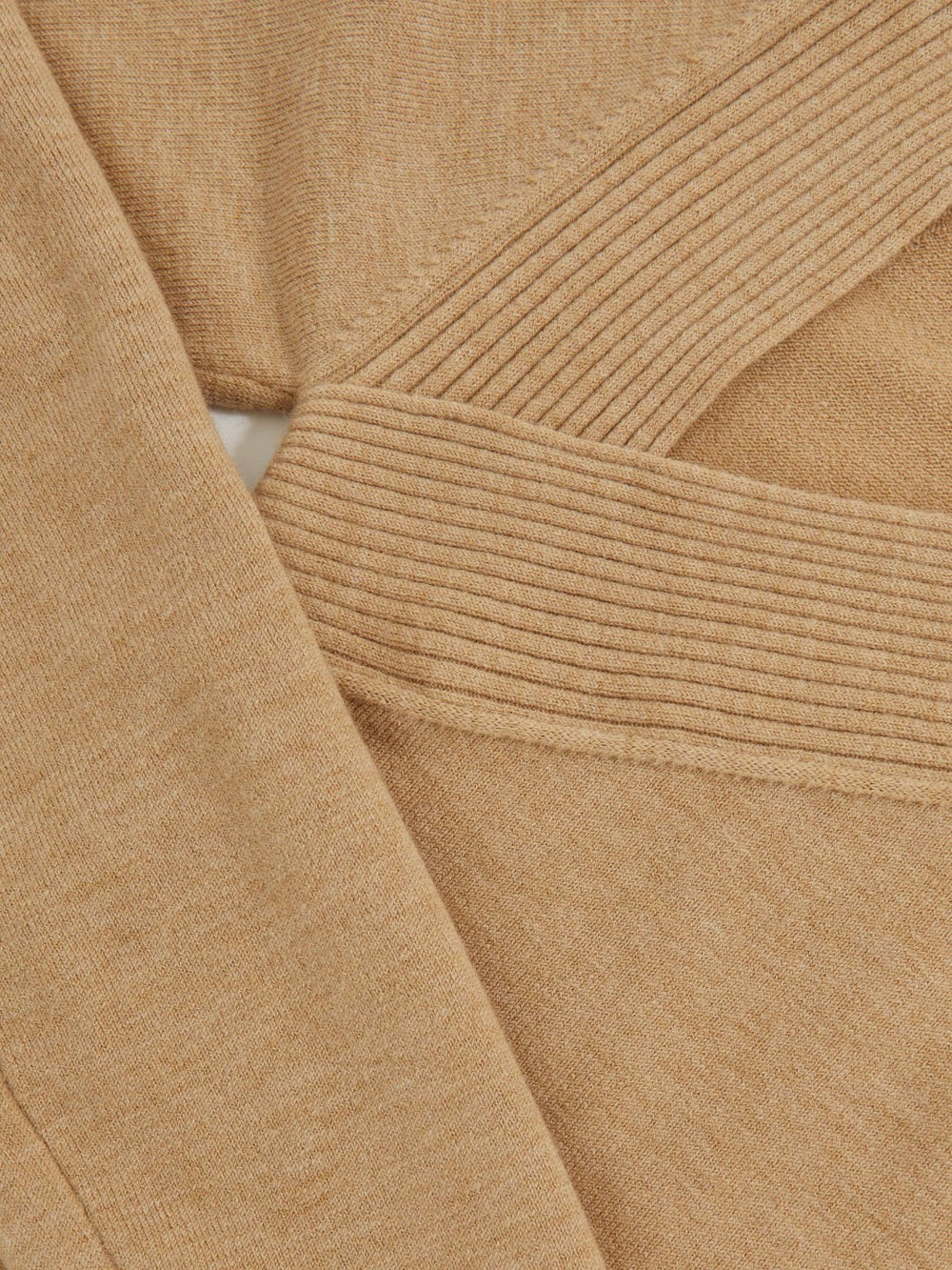 Women Wool-Blend Asymmetric Knit Top in Camel