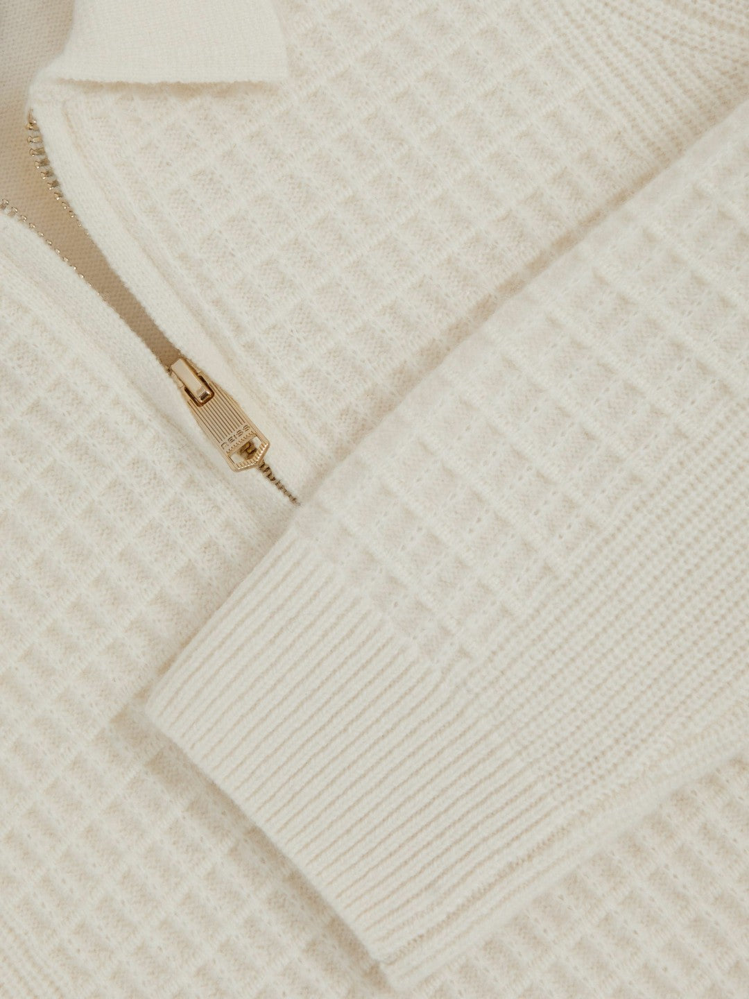 Children & Baby 13-14 yrs Wool Waffle-Knit Half-Zip Polo Shirt in Off White