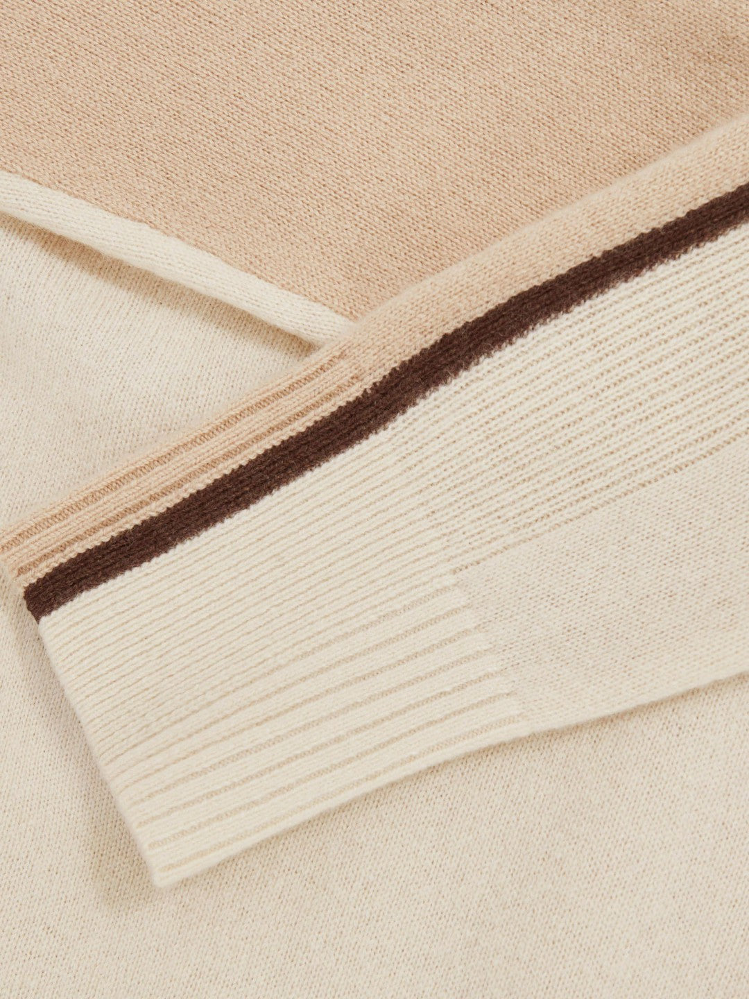 Women Wool-Blend Colour-Block Jumper With Cashmere in Cream/Neutral