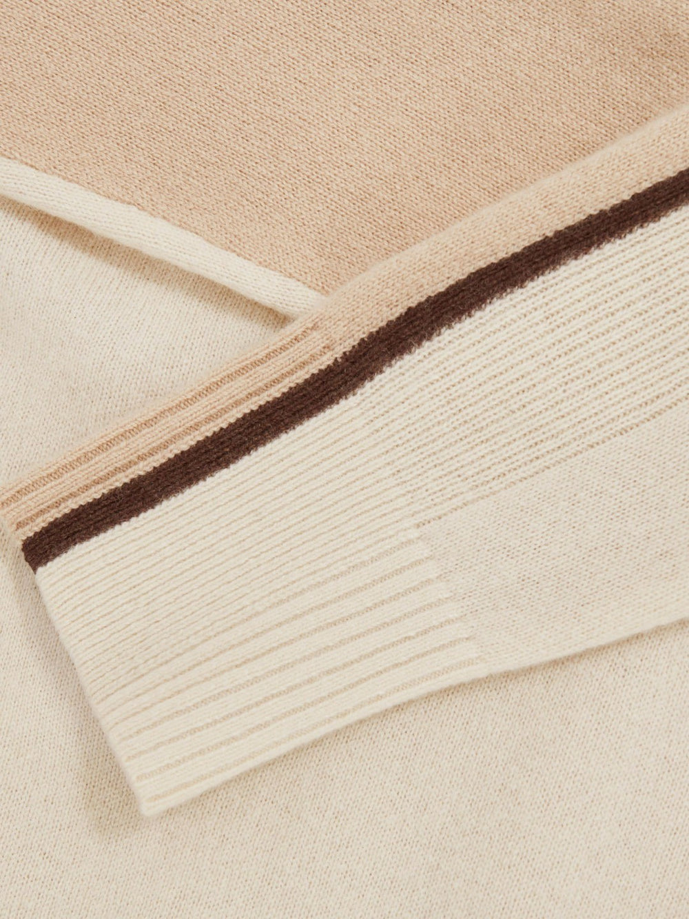 Women Wool-Blend Colour-Block Jumper With Cashmere in Cream/Neutral