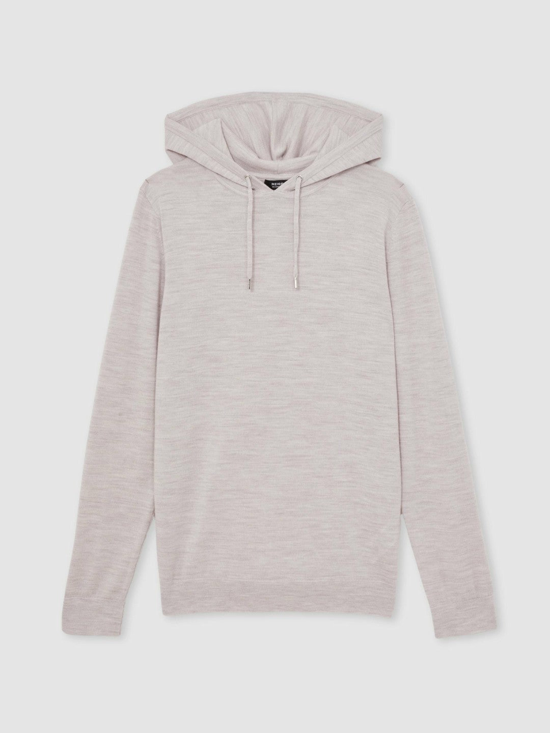 Men Merino Wool Drawstring Hoodie in Wicker Brown Melange